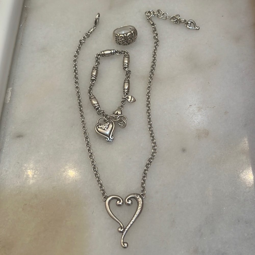 Brighton necklace, bracelet and filigree silver ring